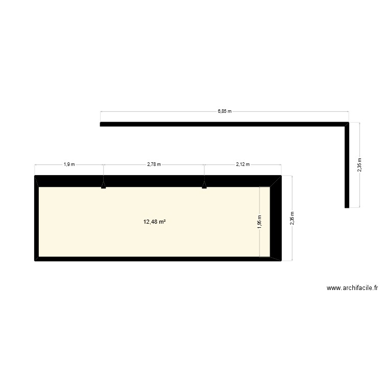 verranda. Plan de 1 pièce et 12 m2