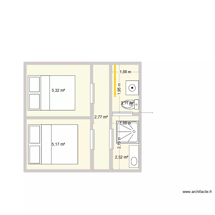 Espaca dodo. Plan de 5  et 18 m²