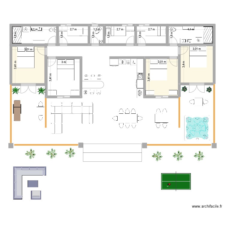 test7. Plan de 10 pièces et 69 m2