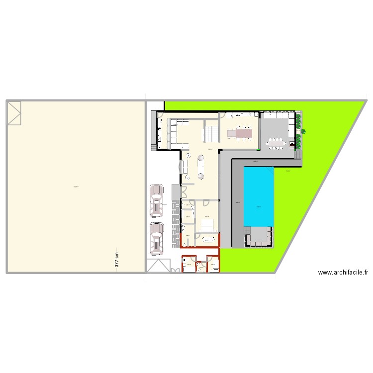 Villa 4 V8. Plan de 39 pièces et 2364 m2