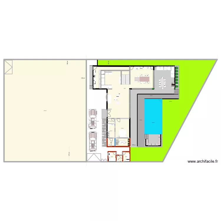Villa 4 V8. Plan de 39 pièces et 2364 m²