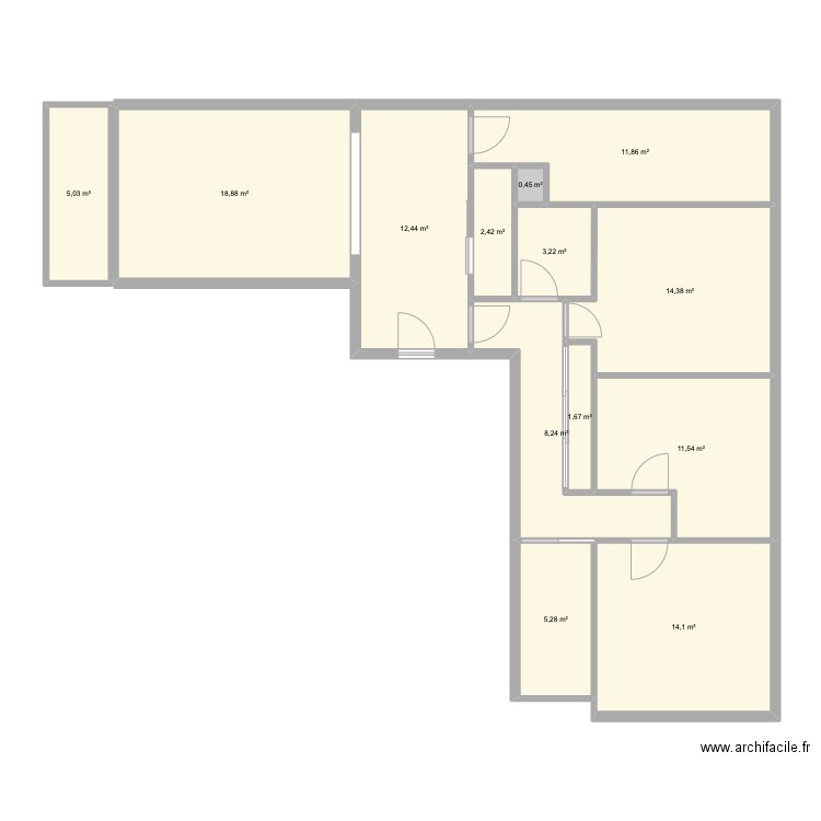 Appartement Saurupt. Plan de 13 pièces et 110 m2