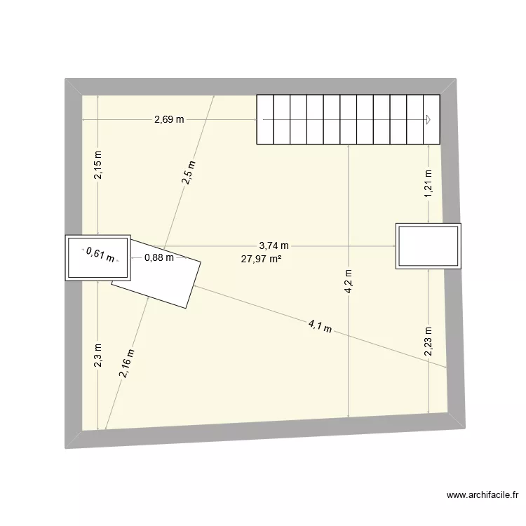 cocon. Plan de 1  et 28 m²