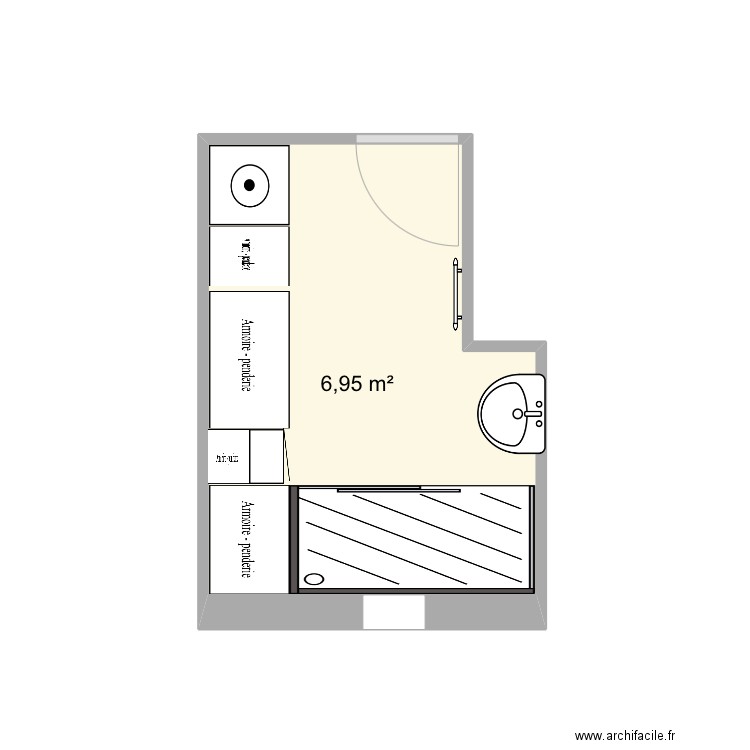 Salle de bain Marie. Plan de 1 pièce et 7 m2