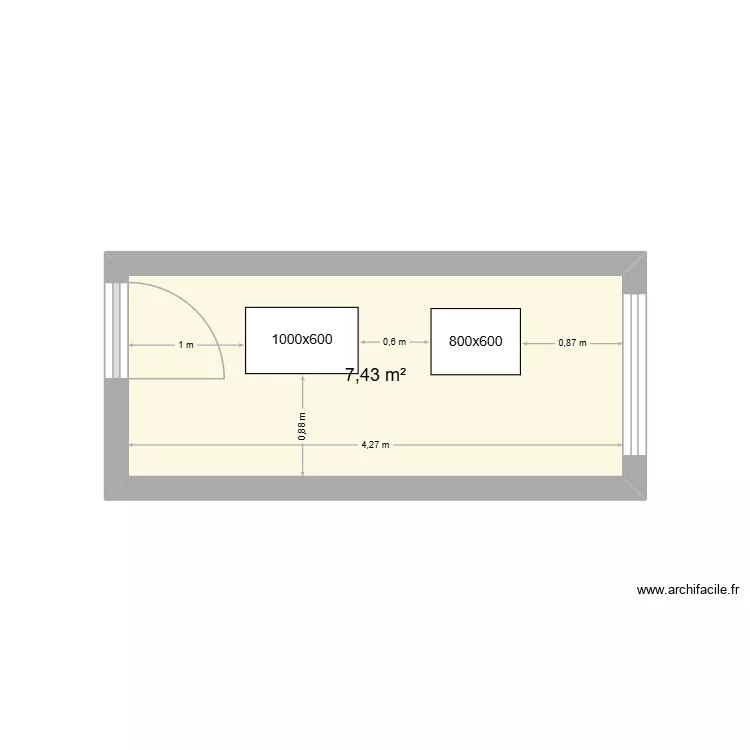 salle info. Plan de 1  et 7 m²