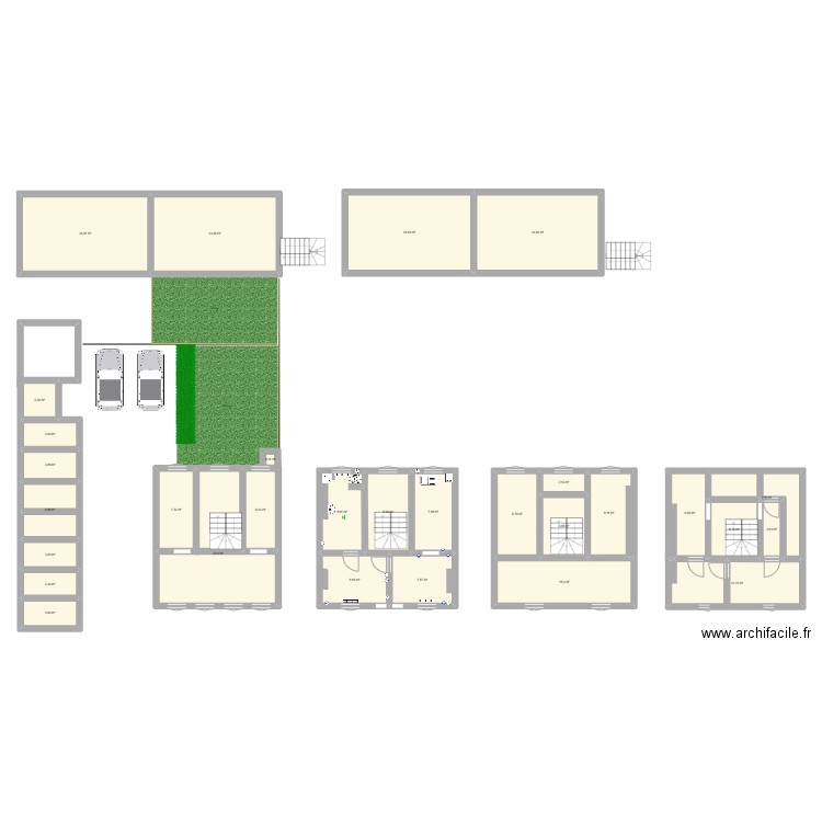 Immeuble. Plan de 30 pièces et 283 m2