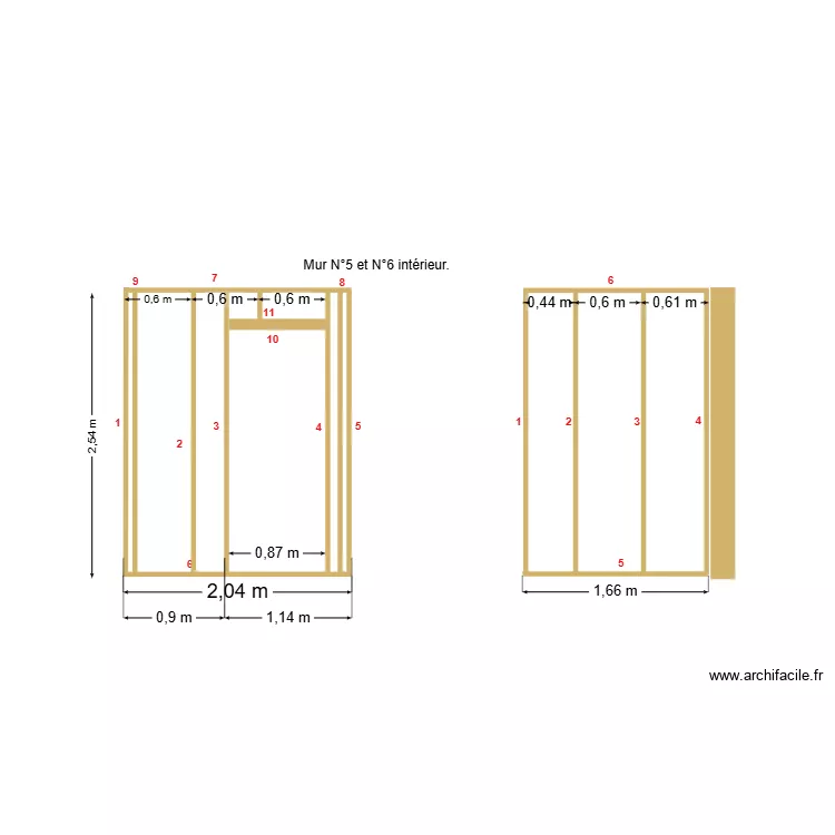 Mur intérieur N°5 et 6 RDC. Plan de Mur intérieur N°5 et 6 RDC. Plan de