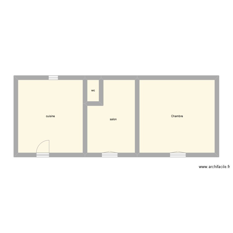 SEVAUD état initial. Plan de 4 pièces et 54 m2