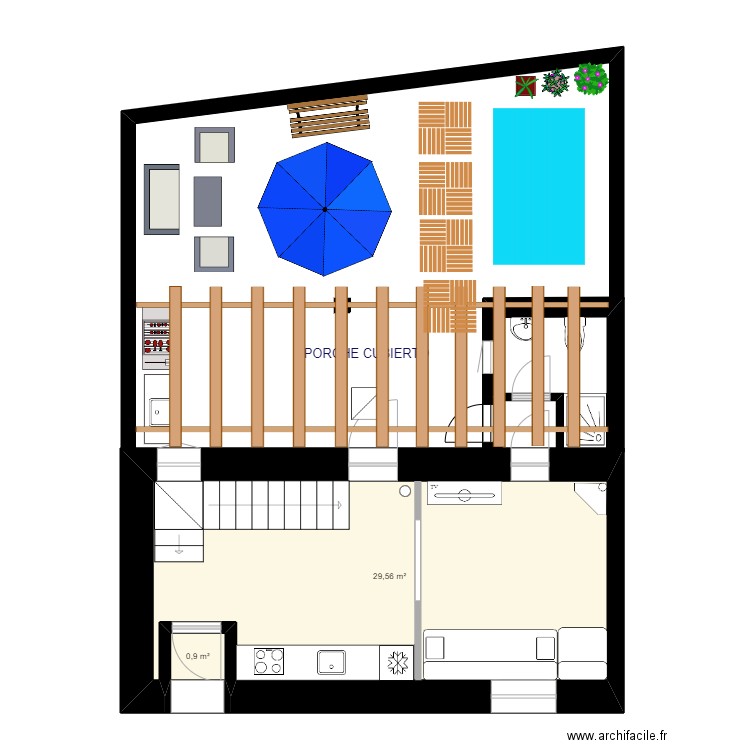 PLANTA BAJA APTO. A   (IZQUIERDA)   JARDIN 01. Plan de 2 pièces et 30 m2