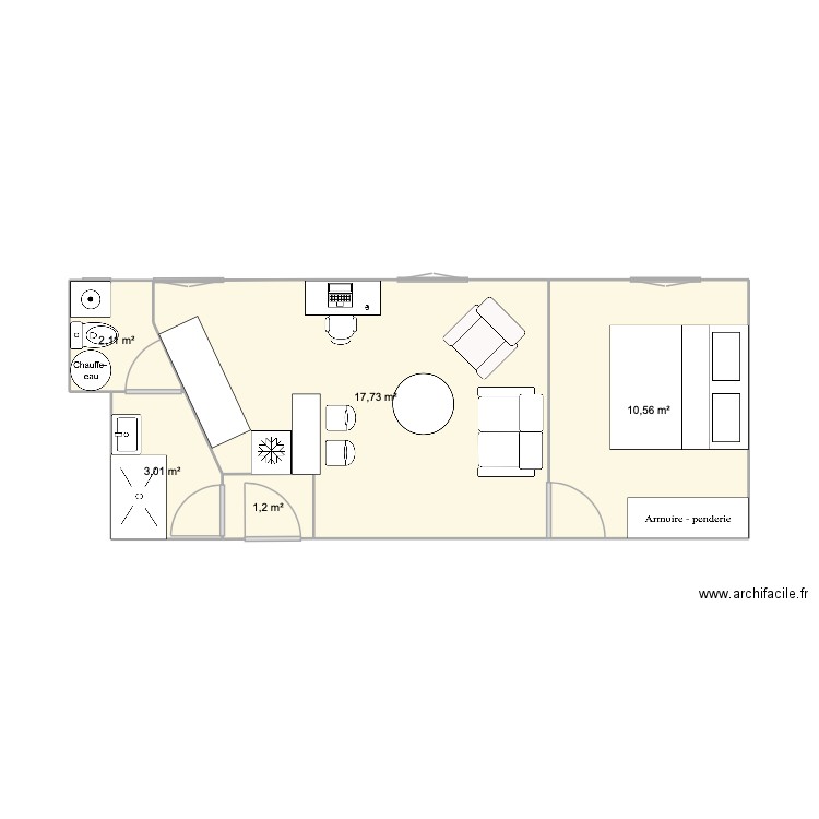 Plan appart 155 BLR actuel V3. Plan de 5 pièces et 35 m2