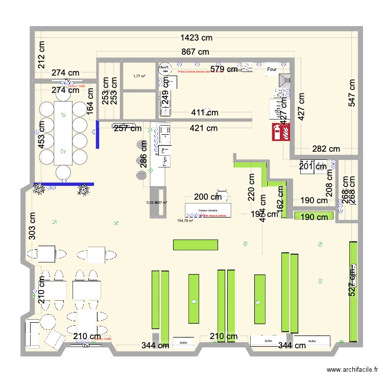 Café HEMINGWAY 3 Bis. Plan de 7 pièces et 194 m2