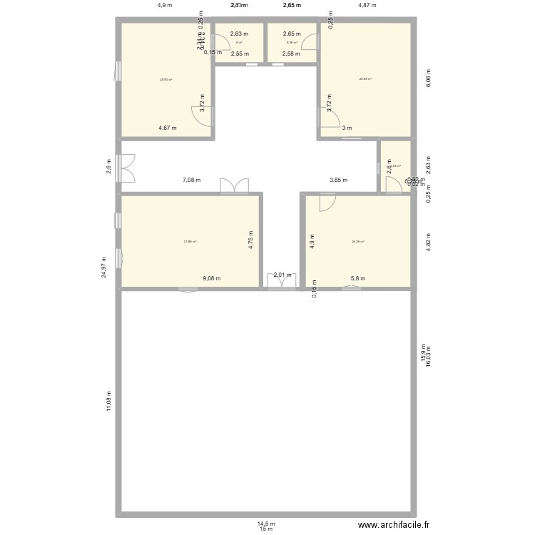 bass. Plan de 7 pièces et 122 m2