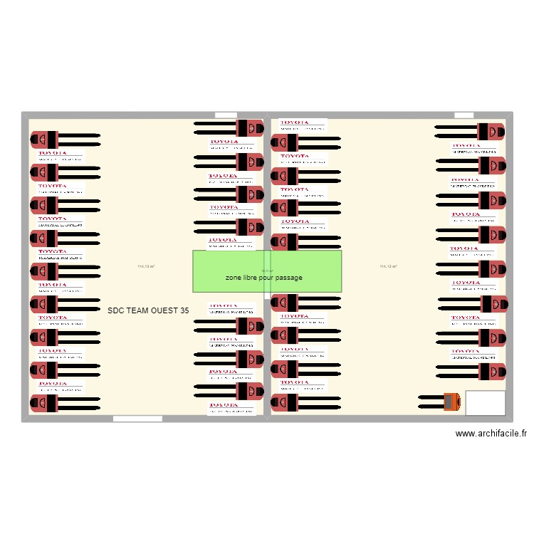 team ouest. Plan de 1 pièce et 105 m2