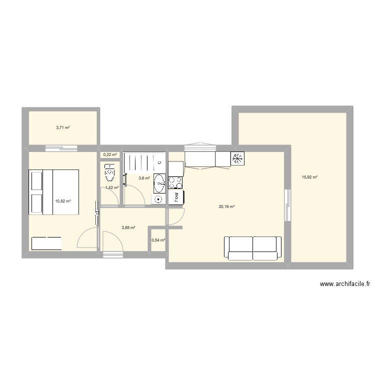 APPART MAMIE. Plan de 9 pièces et 60 m2