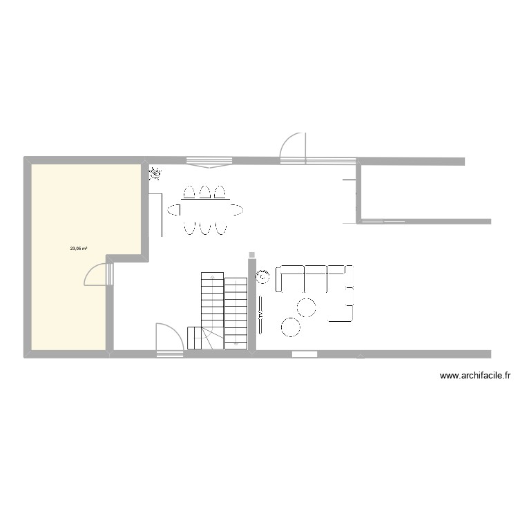 Entr&eacute;e-salle &agrave; manger-salon. Plan de 0 pièce et 0 m2