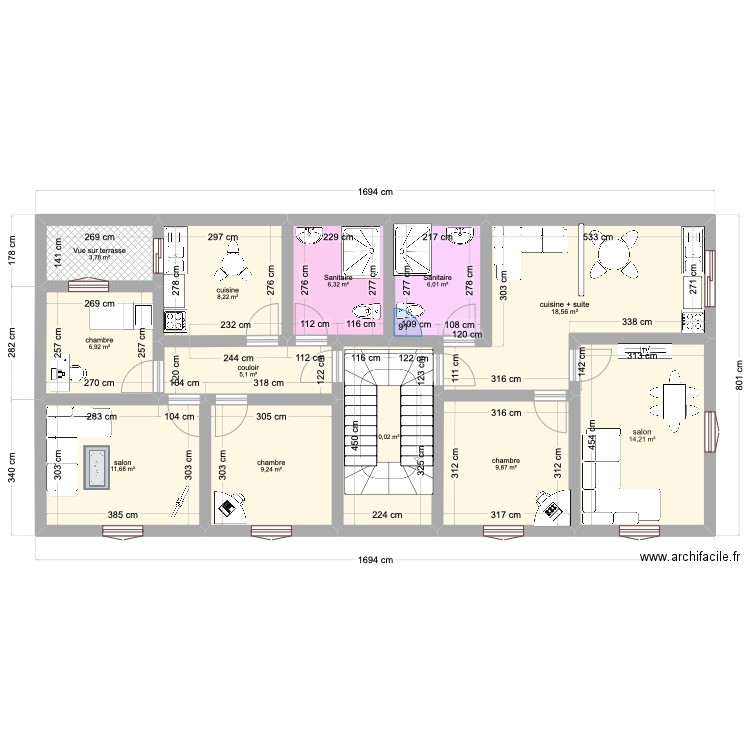 sofia. Plan de 12 pièces et 110 m2