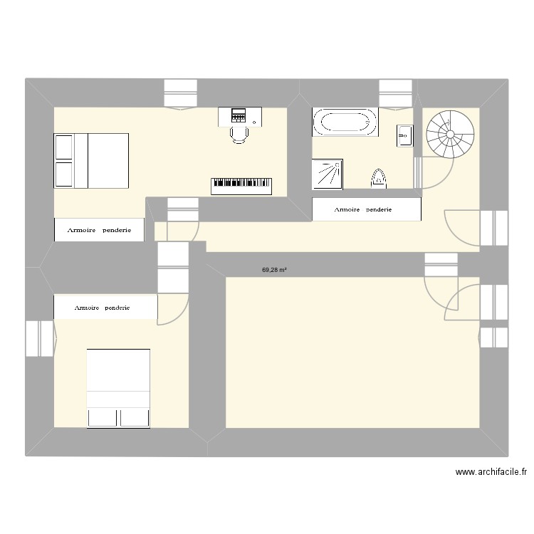 Rénovation Nancy bas. Plan de 1 pièce et 69 m2