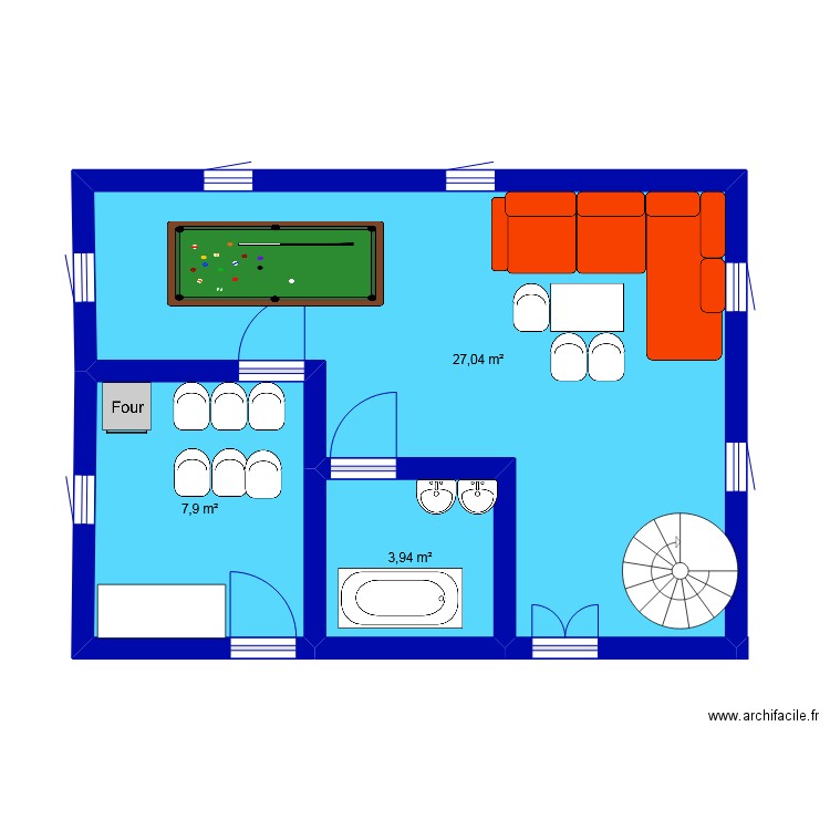maison lucien. Plan de 3 pièces et 39 m2
