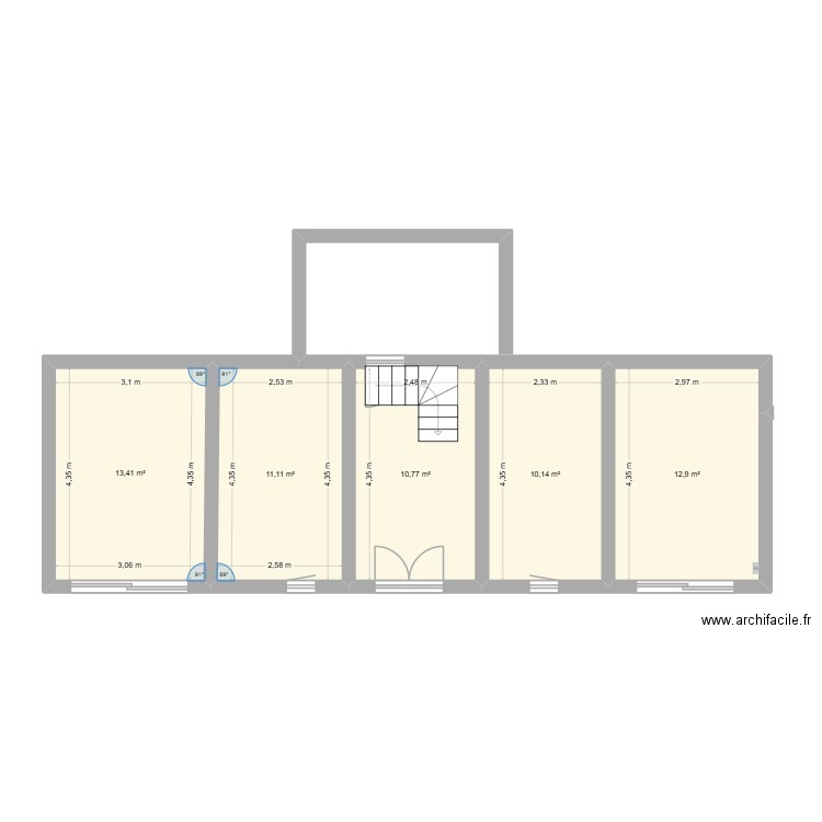 projet maison actuel. Plan de 5 pièces et 58 m2