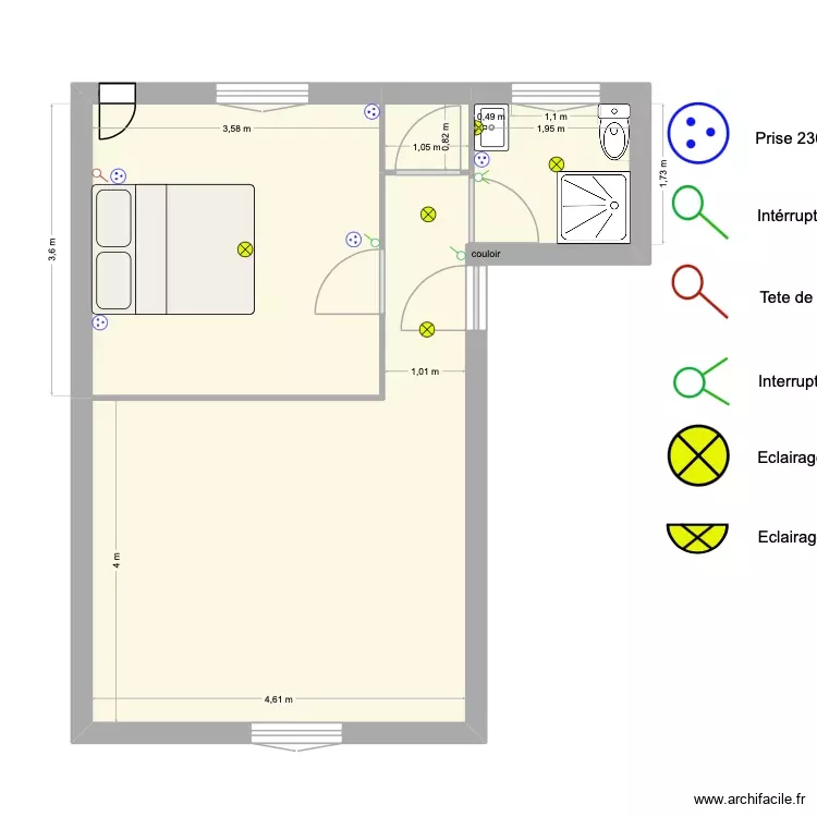 PLAN HUGO APRES MODIF COTATION. Plan de 3 Pièces et 38 m² PLAN HUGO APRES MODIF COTATION. Plan de 3 Pièces et 38 m²