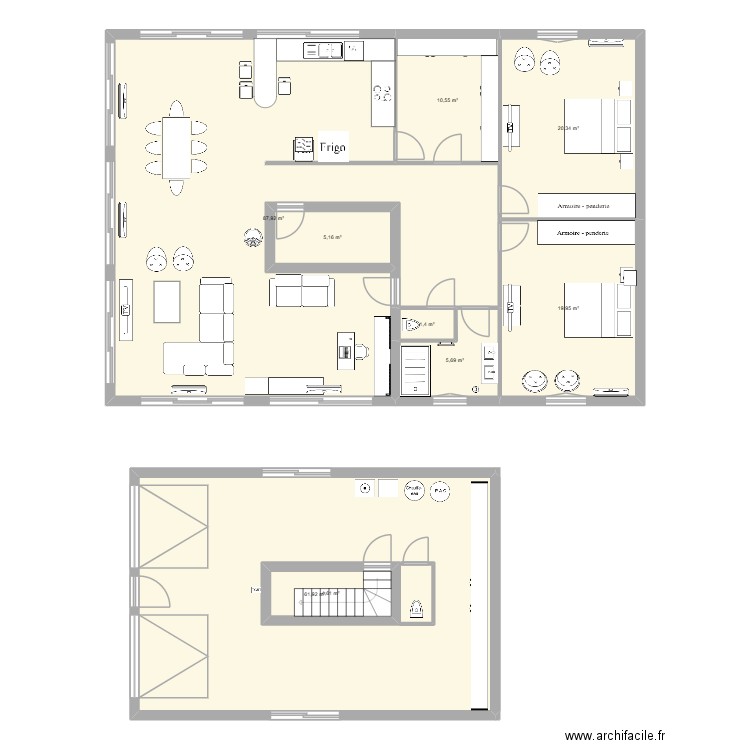 maison 2 FESSEL rdc +1. Plan de 9 pièces et 225 m2