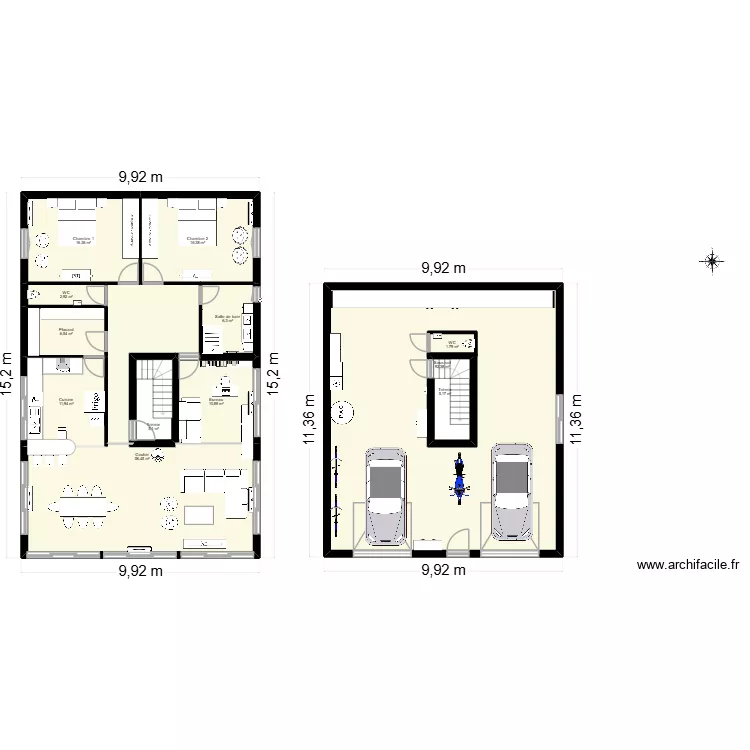 maison 2 FESSEL rdc +1. Plan de 12  et 242 m²