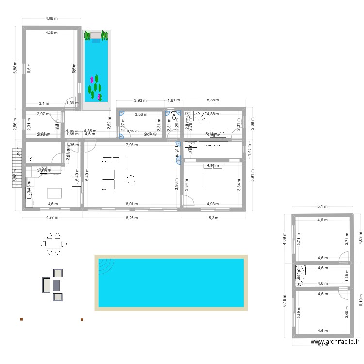 Maison 1. Plan de 10 pièces et 181 m2