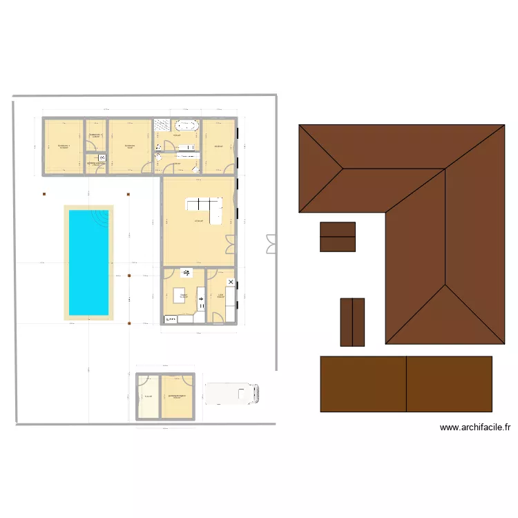 Maison 1. Plan de 12  et 132 m²