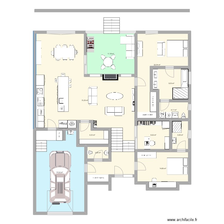 Iris D 1 ch . Plan de 11 pièces et 195 m2