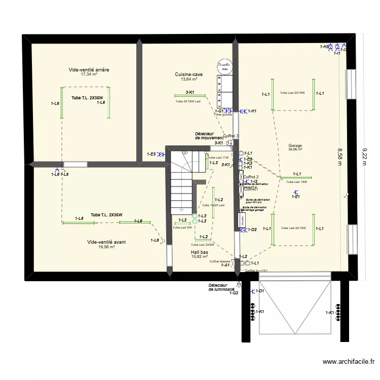 2026-02-24-Plan &eacute;lectrique du sous sol. Plan de 5 pièces et 96 m²