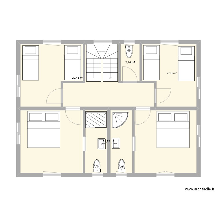 1 bis. Plan de 4 pièces et 64 m2