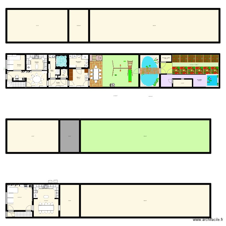 Maison minimum vital. Plan de 42 pièces et 935 m2