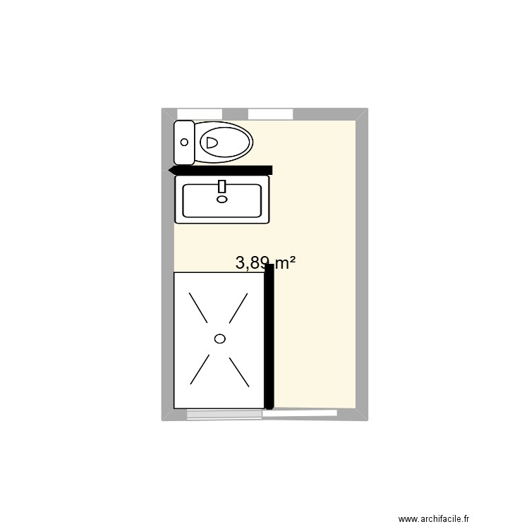 SDB. Plan de 1 pièce et 4 m2