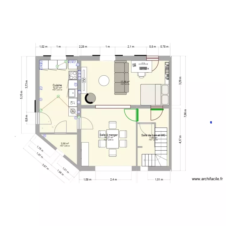 rdc san martin vModif à faire électricité. Plan de 5 Pièces et 55 m² rdc san martin vModif à faire électricité. Plan de 5 Pièces et 55 m²
