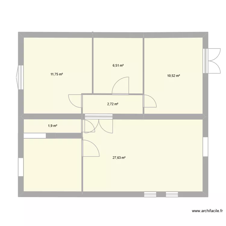 Plan Rdc. Plan de 6 pièces et 61 m²