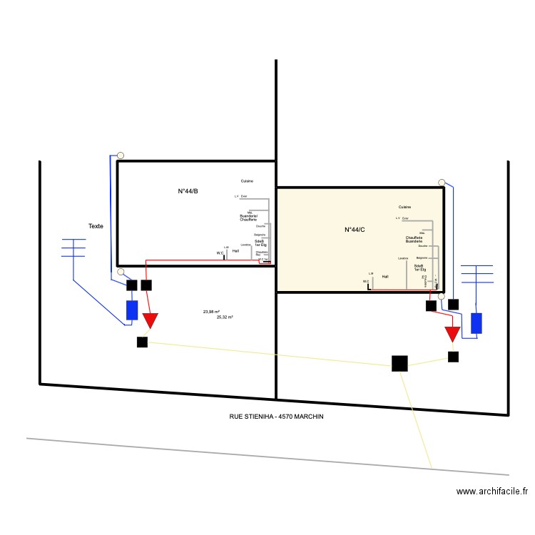 marchin1. Plan de 2 pièces et 49 m2