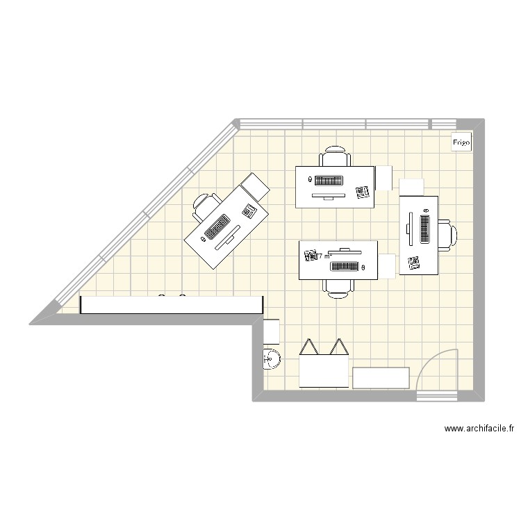 NV bureau CIVO. Plan de 1 pièce et 44 m2
