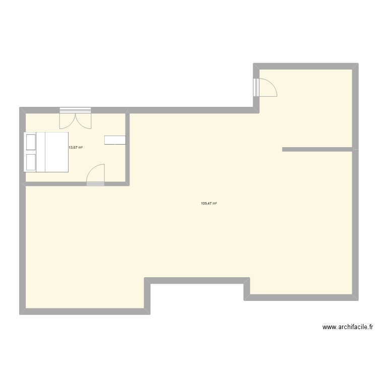plan 1. Plan de 2 pièces et 123 m2