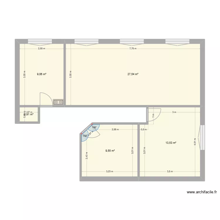 Projet Jean - Existant. Plan de 5 et 61 m² Projet Jean - Existant. Plan de 5 et 61 m²