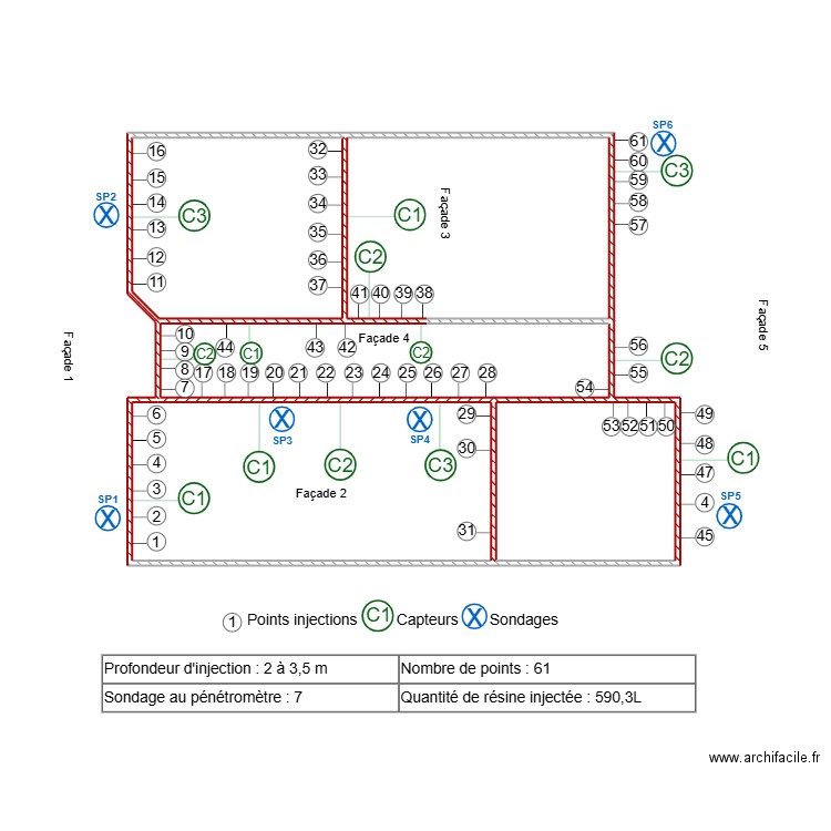 bobel. Plan de 5 pièces et 55 m2