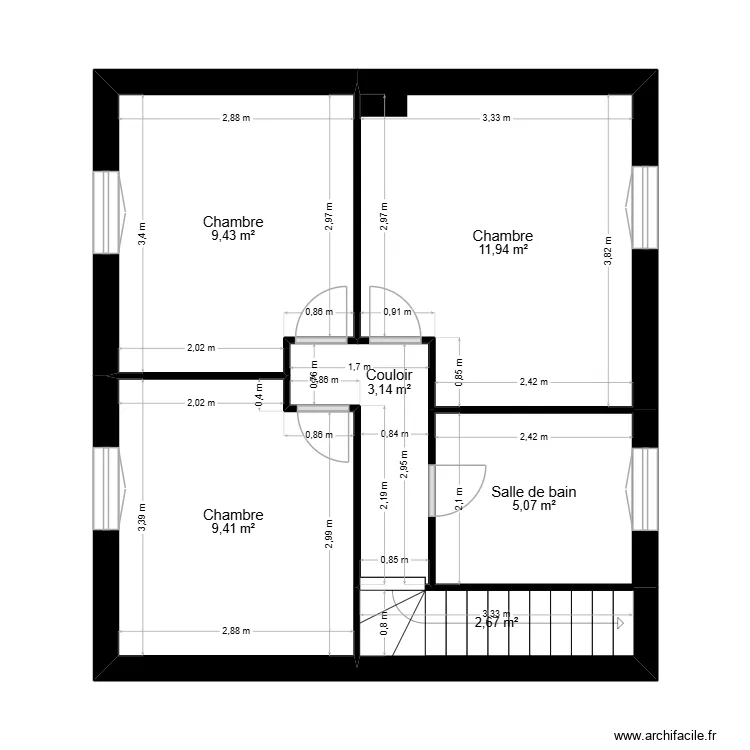 Charlotte_ETAGE_AV Travaux. Plan de 6  et 42 m²