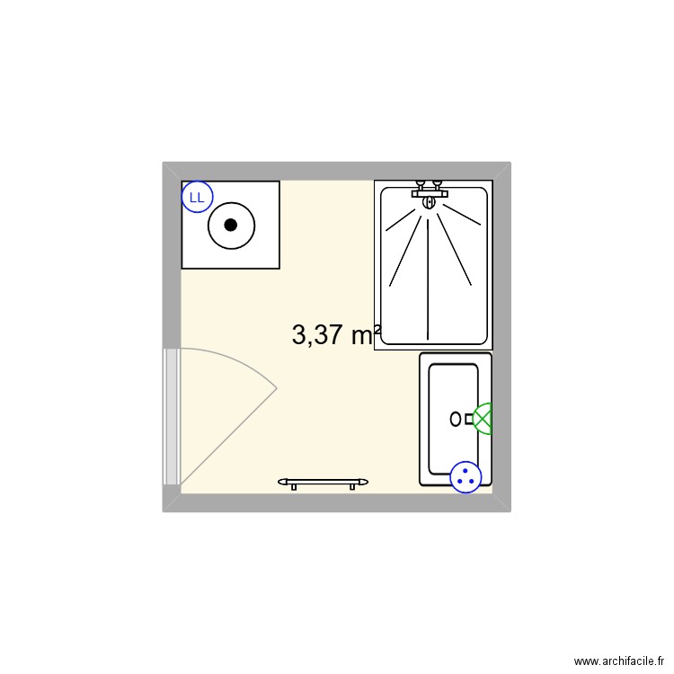 laurent. Plan de 1 pièce et 3 m2