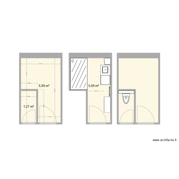 Badie Rosemonde. Plan de 5 pièces et 18 m2