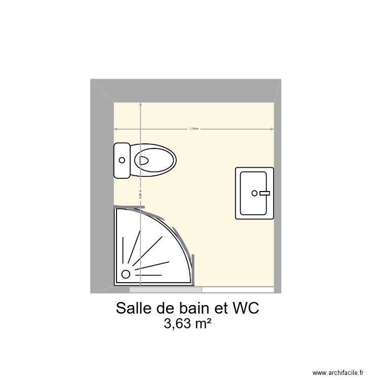 Salle d'eau parents. Plan de 1 pièce et 4 m2