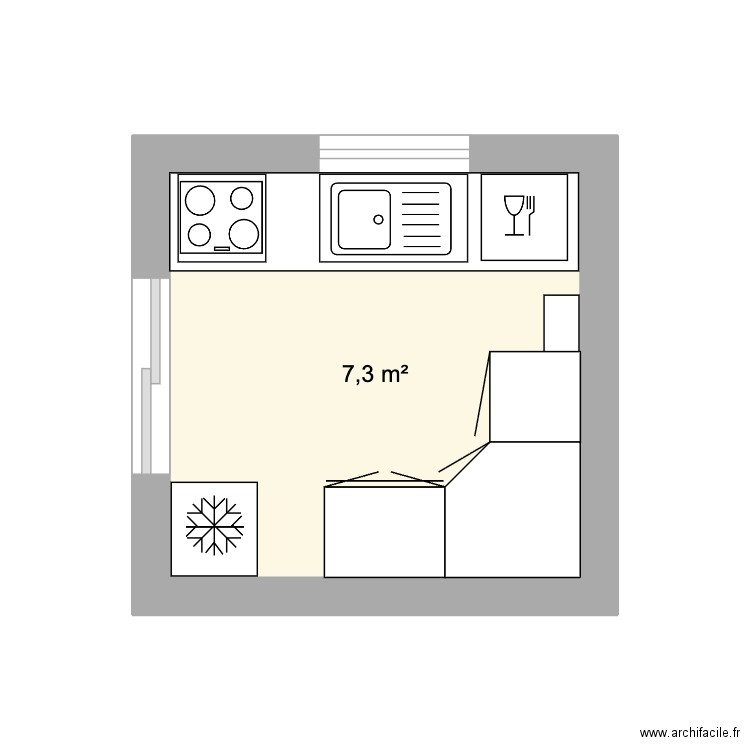 Cuisine Verano. Plan de 1 pièce et 7 m2