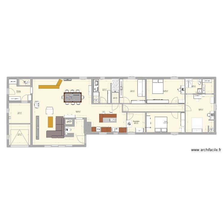 PdB 07/25 Cécile. Plan de 14 pièces et 184 m2