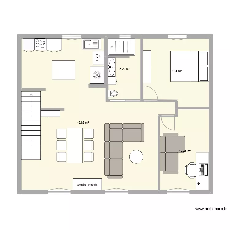 Maison Peyrestortes option cuisine ouverte. Plan de 4 et 74 m² Maison Peyrestortes option cuisine ouverte. Plan de 4 et 74 m²