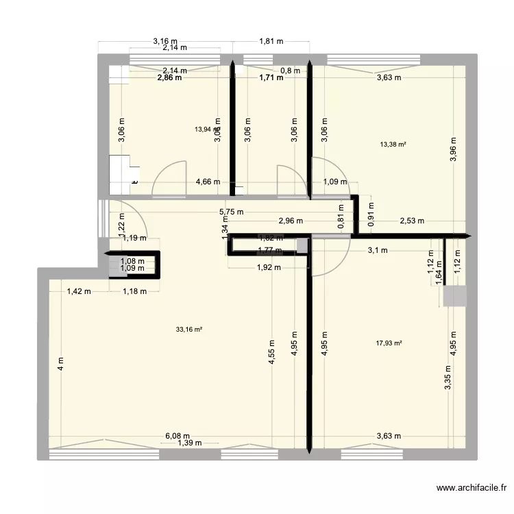 GAUTIER PLAN. Plan de 4 pièces et 78 m²