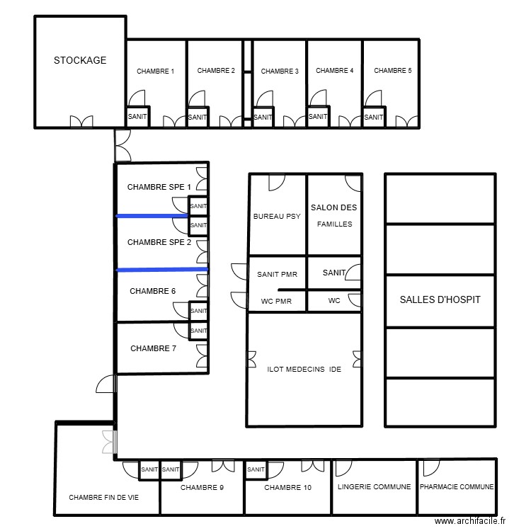 projetUHCD. Plan de 38 pièces et 392 m2