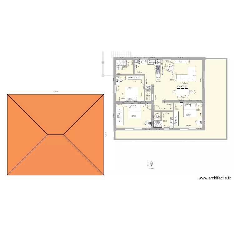 MAISON 5. Plan de 17 pièces et 252 m²